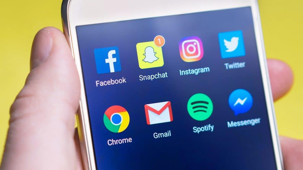 social media apps on a phone screen