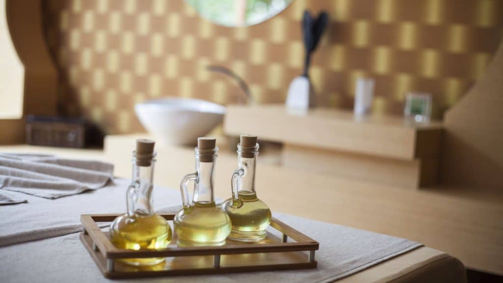 essential oils at a spa
