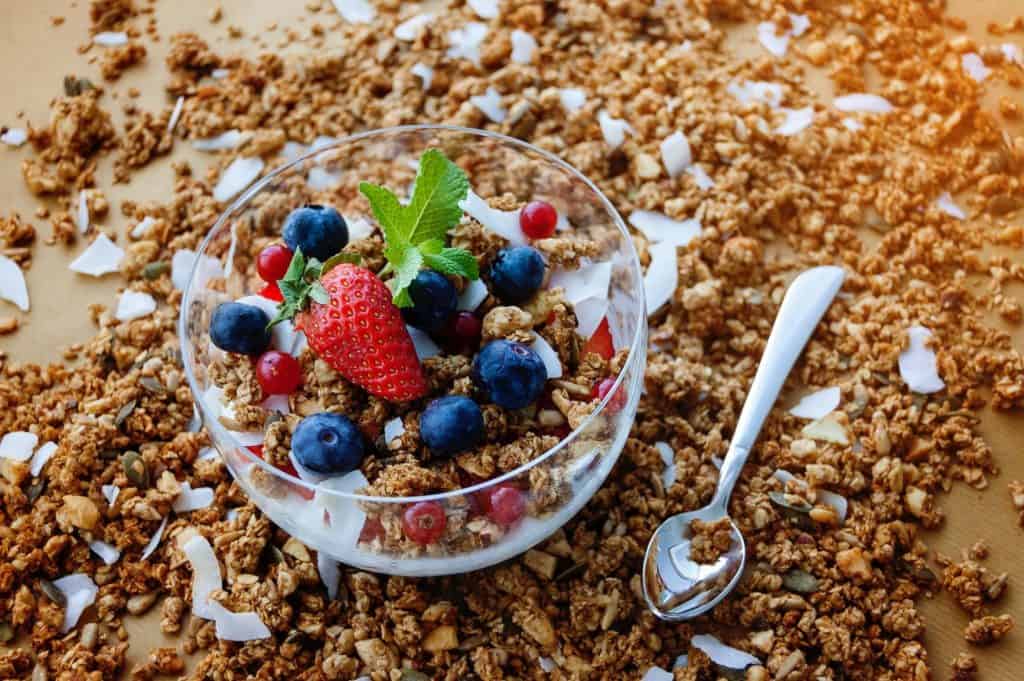strawberry and blueberry granola