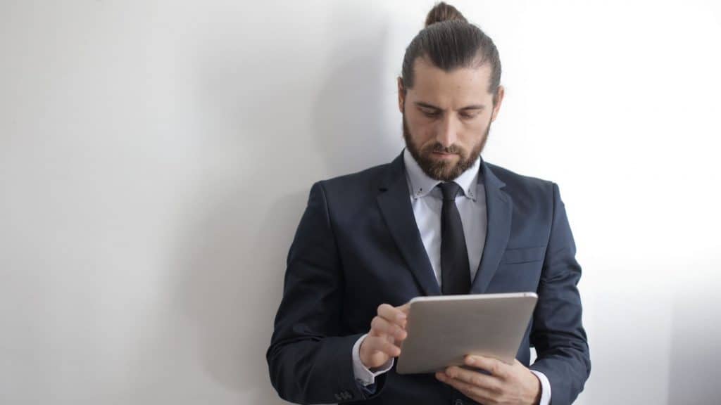 business man using tablet
