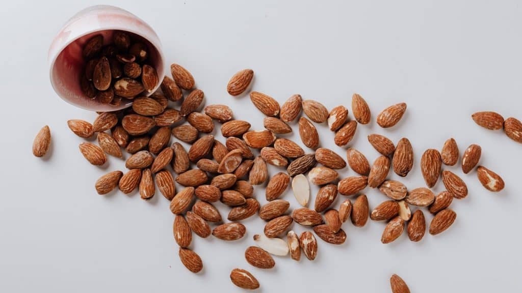 almonds on a white background