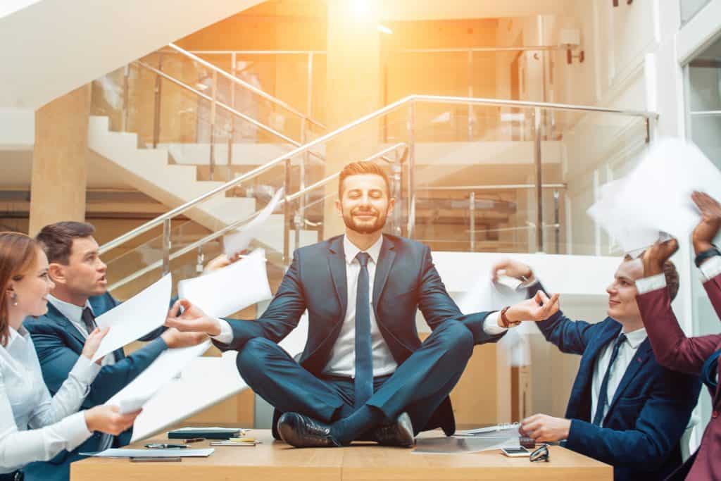 Businessman meditating