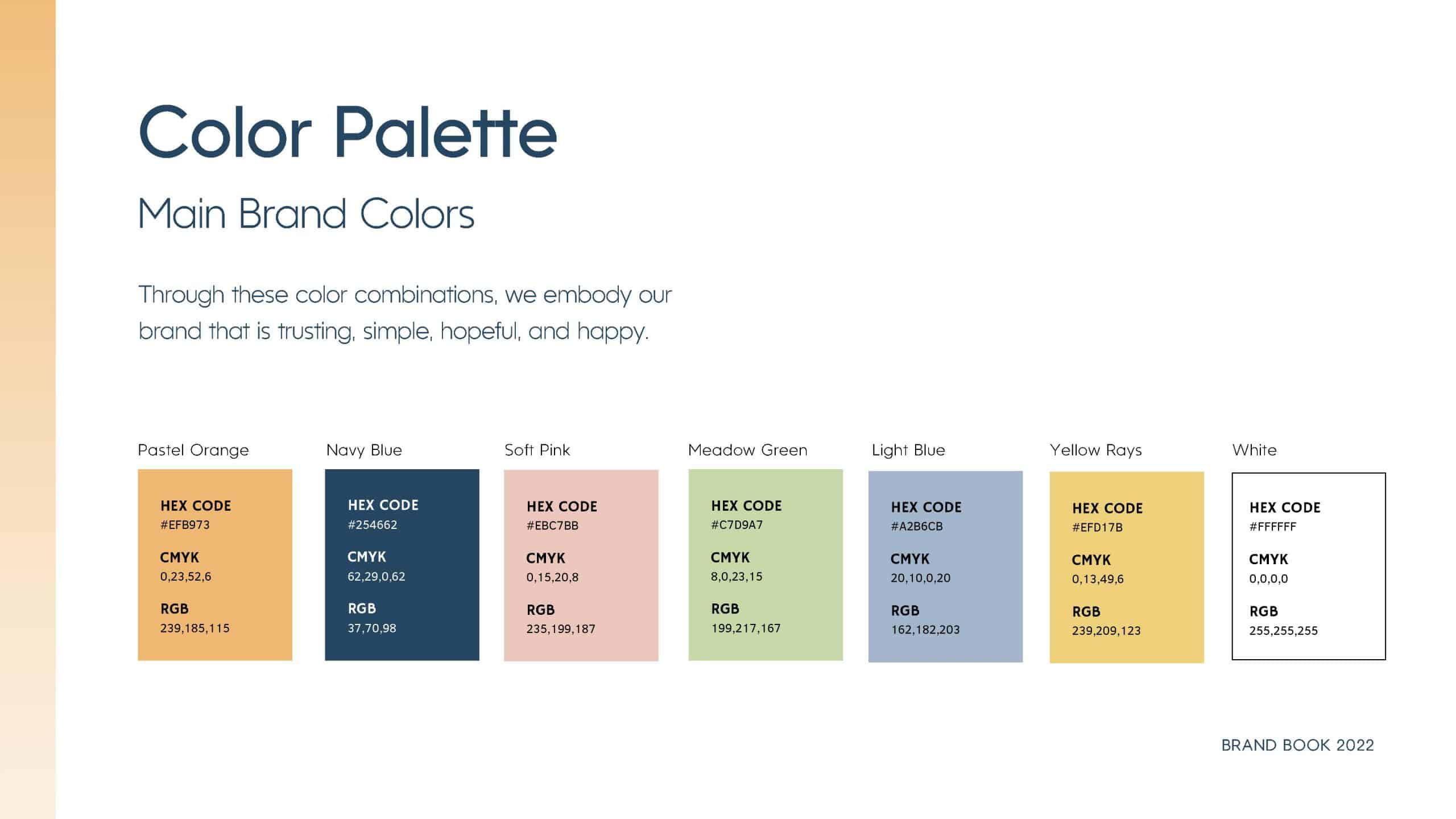 color palette from a brand book deigned for a health and wellness app