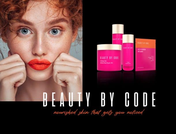 Beauty by code skincare products branding