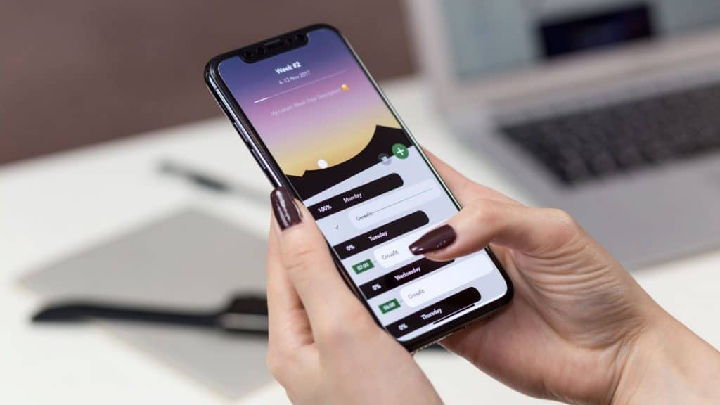 woman using a mental health app