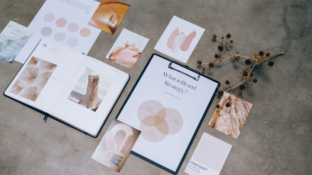 papers on a table that describe beauty industry marketing strategies