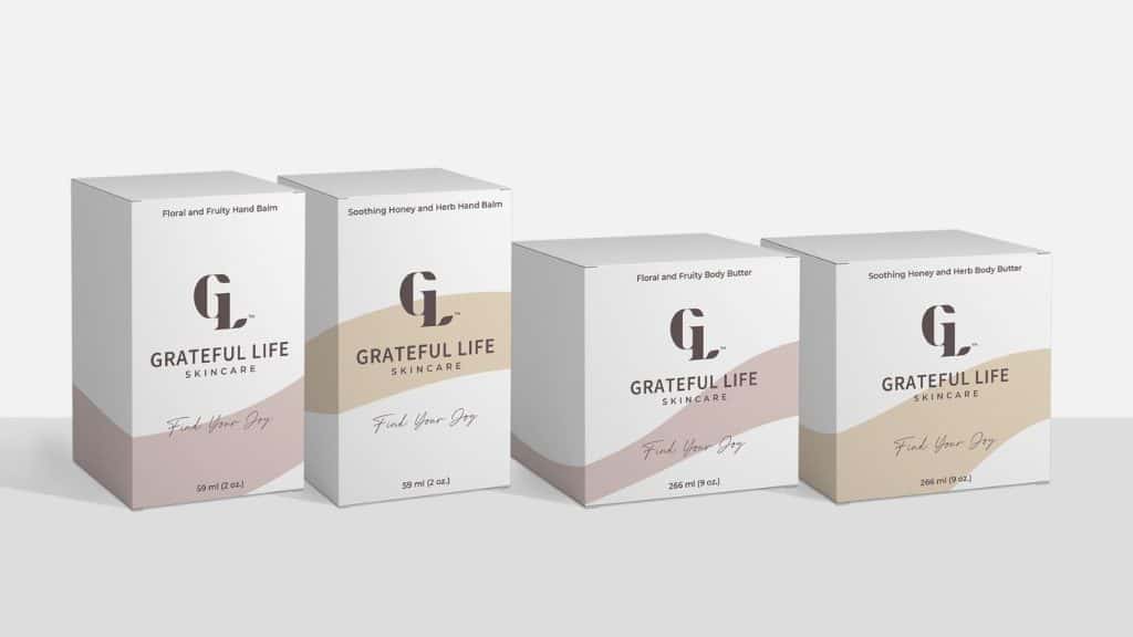 grateful life skincare cosmetics packaging design example
