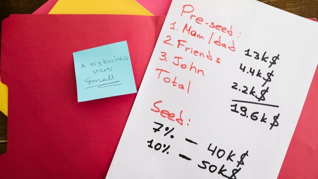 seed and pre-seed funding numbers written on chart