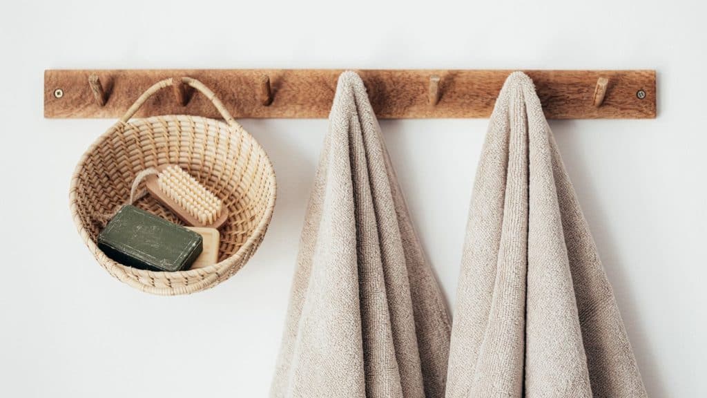skincare brushes and towels at a spa