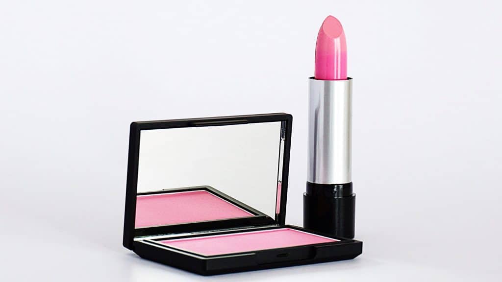 makeup packaging of lipstick and blush