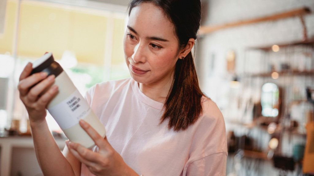 Woman checking out her favorite brand