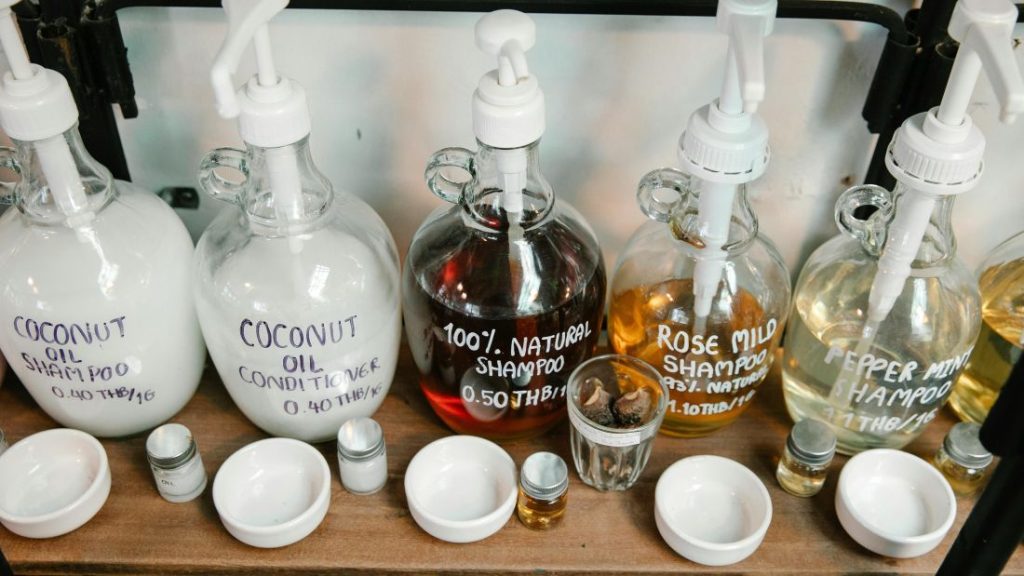 Hair care containers in various sizes.