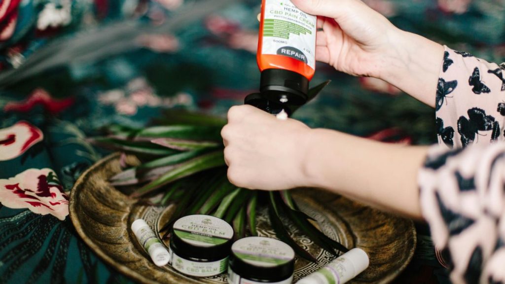 Woman applying favorite lotion.