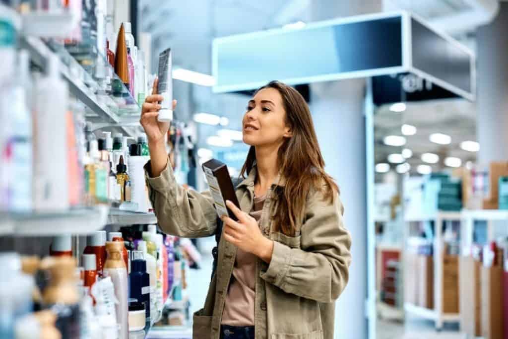 Consumer choosing eye catching skincare packaging design